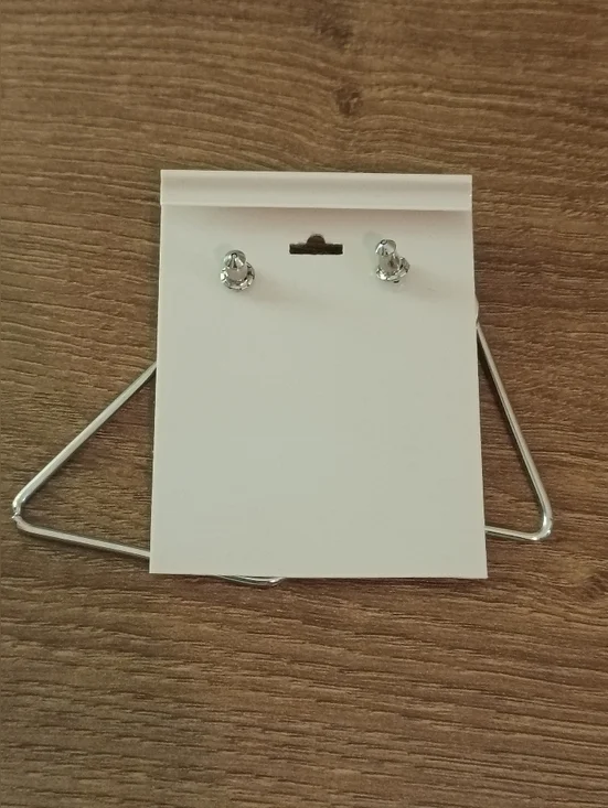 Silver Triangle Geometric Drop Earrings Minimalist Modern Statement Dangle - Picture 3 of 4